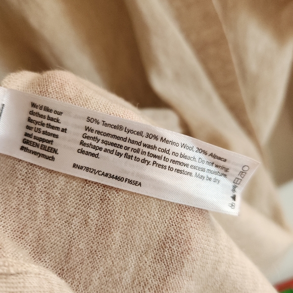 Eileen Fisher Cream Open-Front Lightweight Knit Cardigan Small Wool Alpaca - Picture 6 of 8